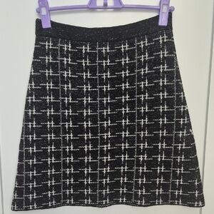 Zara Black and White Checkered A-Line Skirt